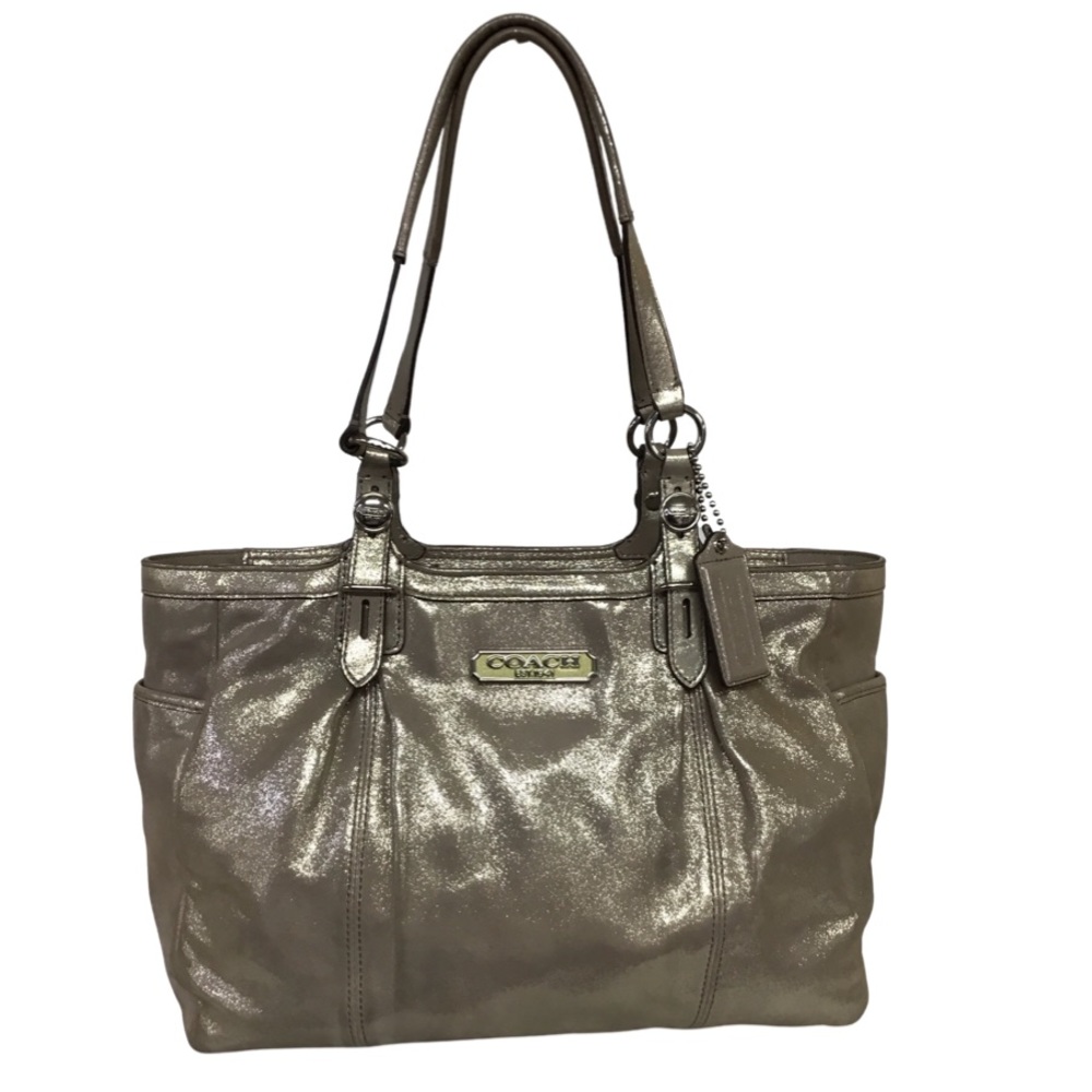 Coach-Hampton Metallic Pink/Beige Laguna Tote - Picture 4 of 16